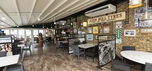 Tables and chairs in Cullins Yard Restaurant