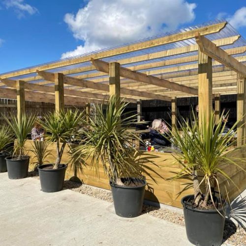 Juliet's Farm Shop Café outside seating area.