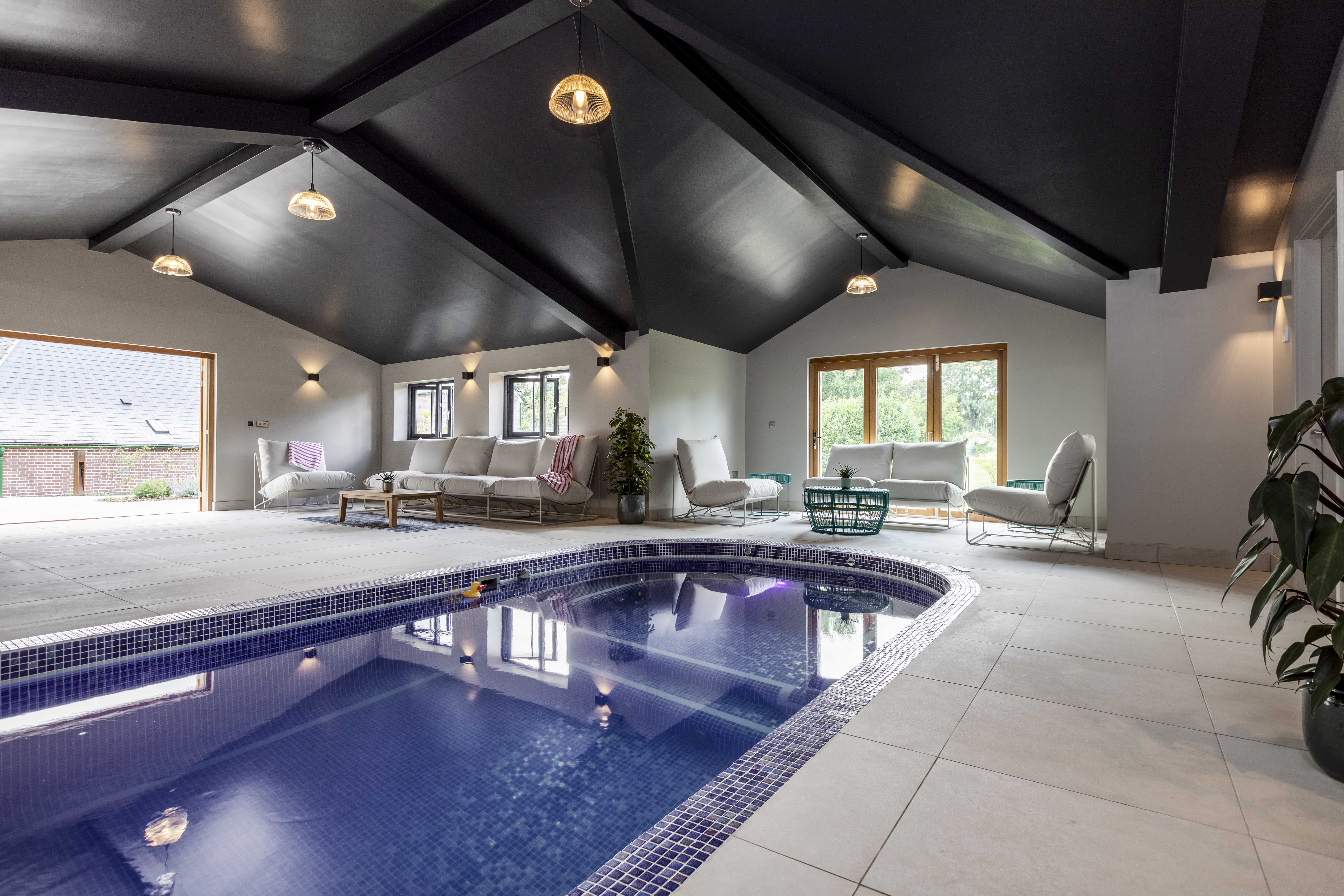 Interior of the poolhouse at Roseyard