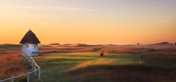 Golf course at sunset